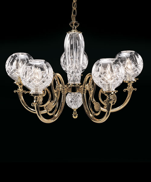 Waterford Lismore 5 Arm Brass Chandelier