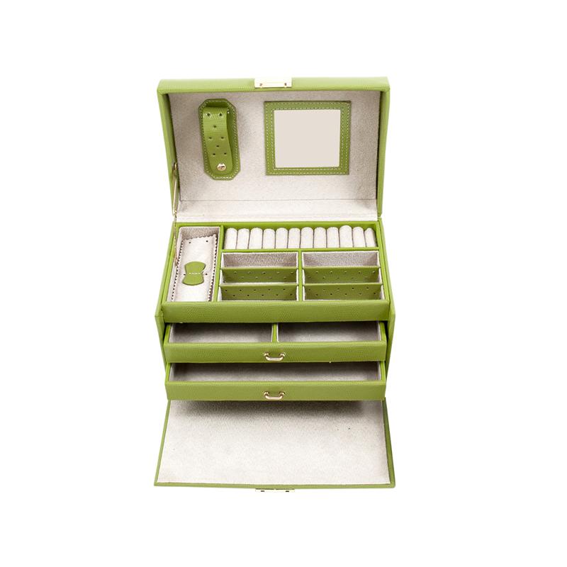 Bey Berk Lime Green Leather 4 Level Jewelry Box