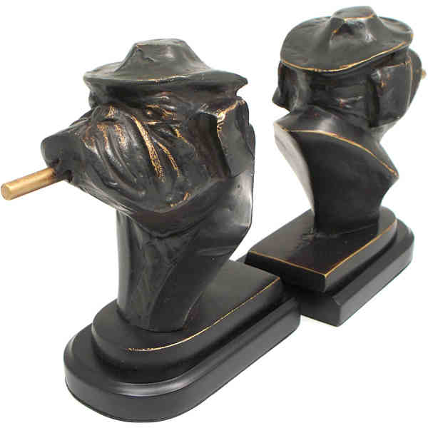 BeyBerk Smoking Bulldogs Bronzed Metal Bookends