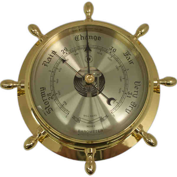 Bey Berk Brass Ship’s Wheel Barometer