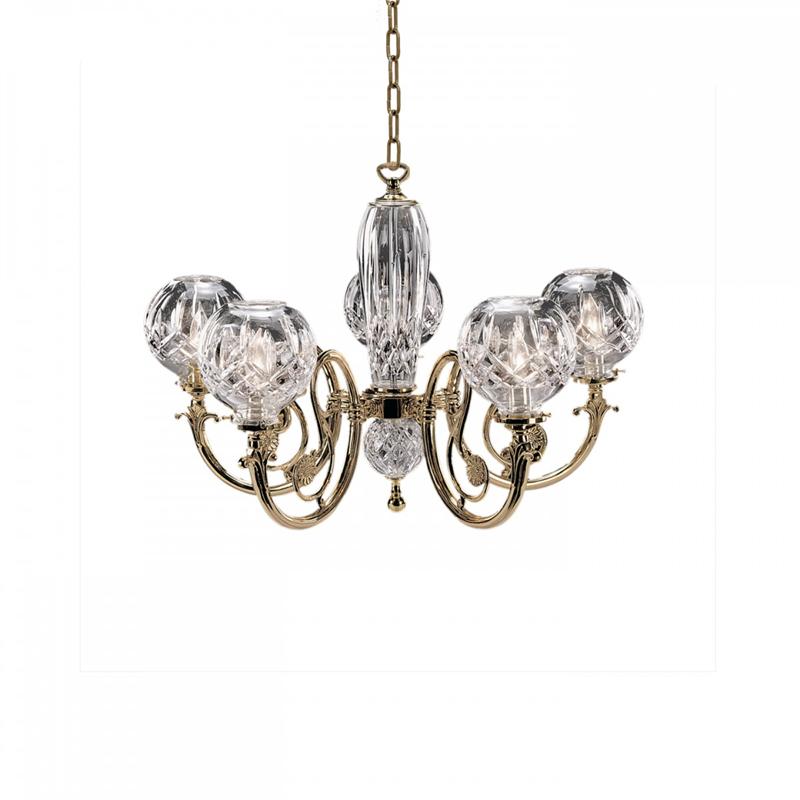 Waterford Lismore 5 Arm Brass Chandelier